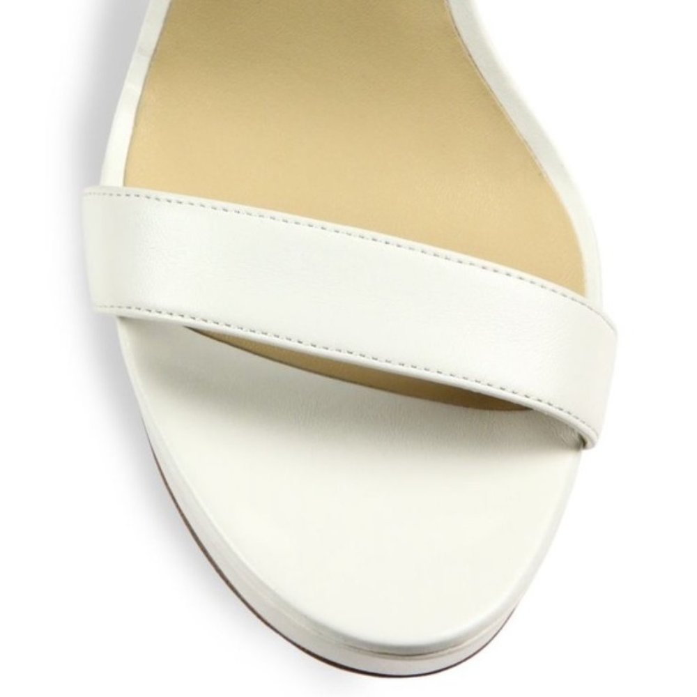 Michael Kors Fariha Snake Leather White Gold Heels - Picture 4 of 12